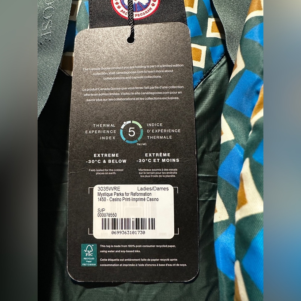 ❗️SOLD❗️NWT New Canada Goose X Reformation Mystique Parka in Casino Print Size S - Picture 5 of 12